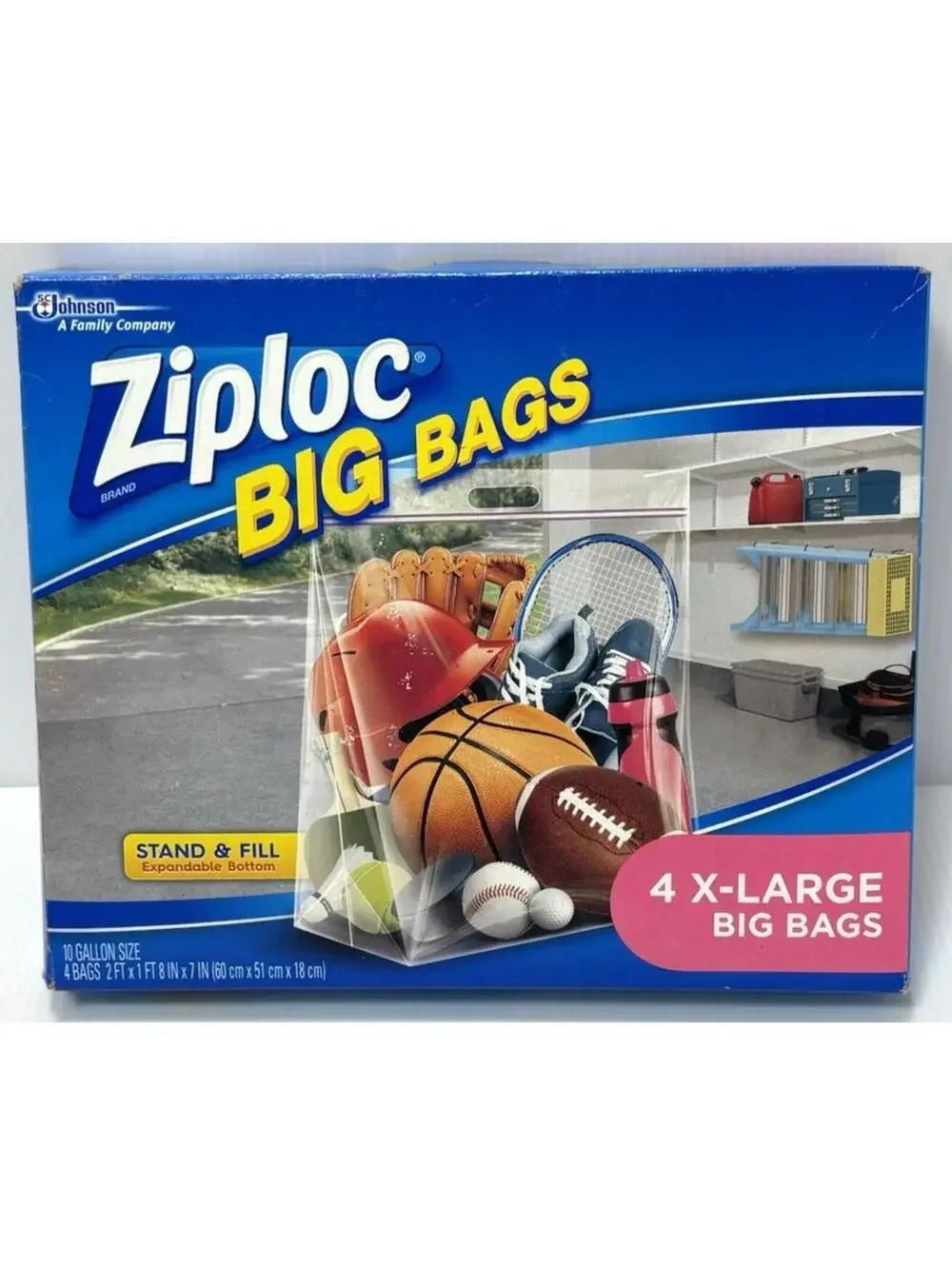Ziploc Big Bags XL 10 Gallon 4 Count Heavy Duty Storage Bags Expandable Bottom